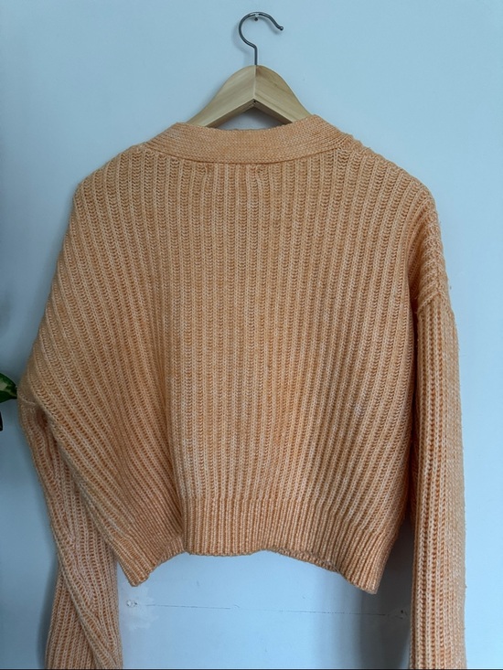 Mango Light Peach Ribbed Button-Front Cardigan - Picture 5 of 5
